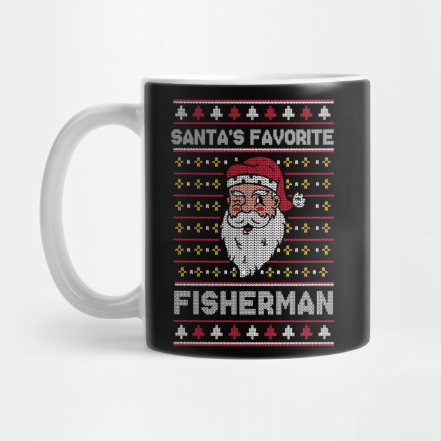 Santa's Favorite Fisherman // Funny Ugly Christmas Sweater // Fishing Holiday Xmas by Now Boarding